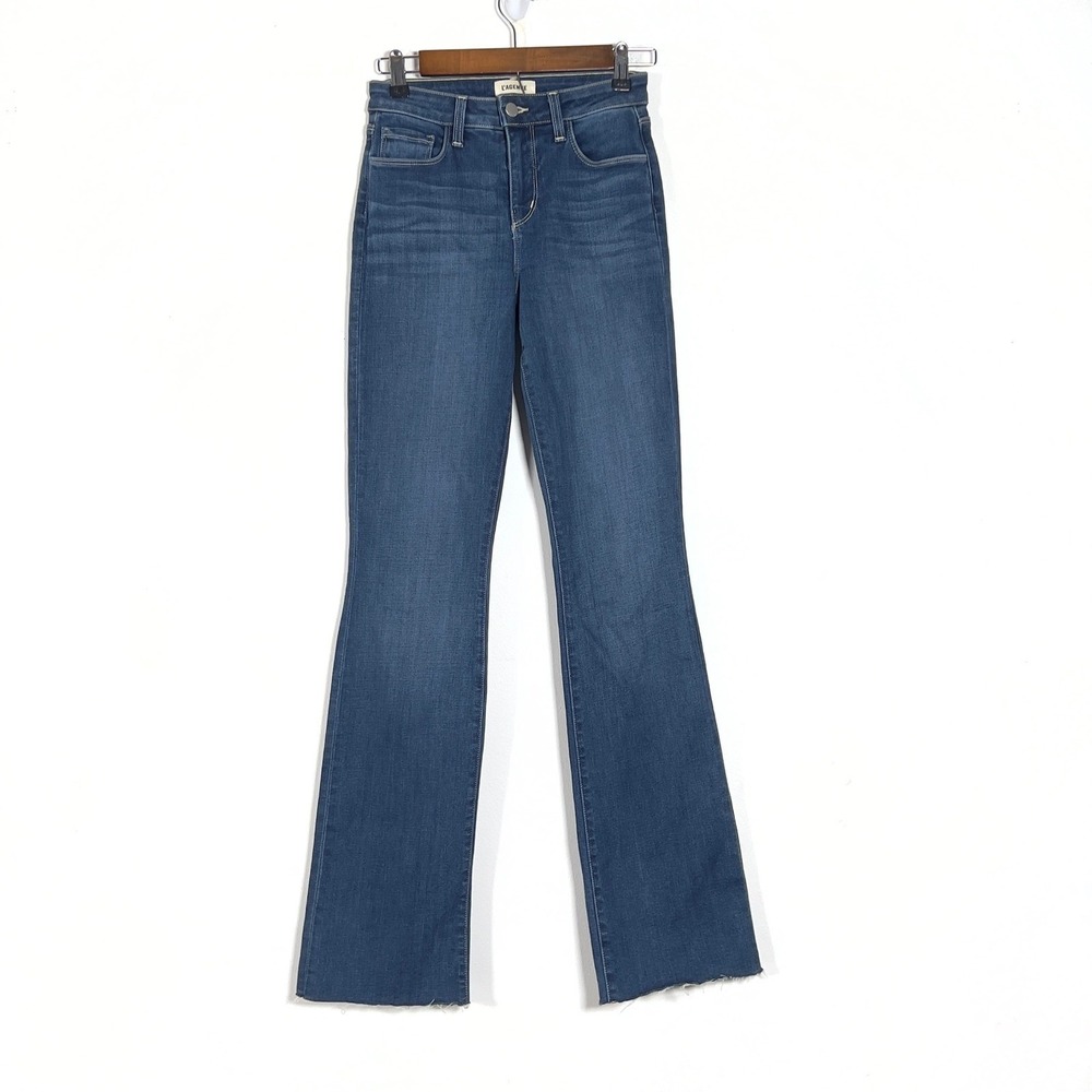 L'AGENCE Ruth High Rise Straight Raw Hem Jeans Women Sz 24 Blue Marlin - Picture 2 of 14